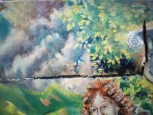 Painting Oil On Canvas The Meeting With Different Caracters - Photo 4