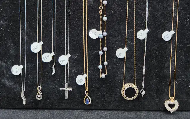 14k / 10k Gold Pendants on Chain Necklaces: Diamonds, Sapphires