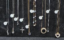 14k / 10k Gold Pendants on Chain Necklaces: Diamonds, Sapphires