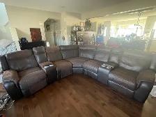 Genuine Leather Power Recliner Sectional