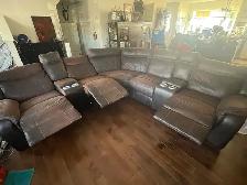 Genuine Leather Power Recliner Sectional - Photo 2