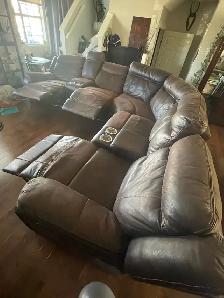 Genuine Leather Power Recliner Sectional - Photo 3