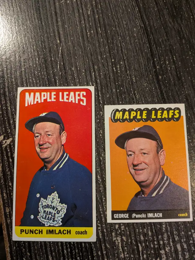 1964 & 1965 topps hockey cards Punch Imlach Maple Leafs coach