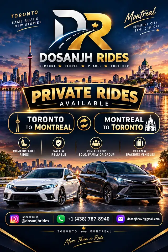 Montreal To Toronto |Brampton |Rideshare | Door To Door |