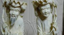 PAIRE DE FIGURINES EN IVOIRE Chinoise Pëcheur et Pëcheuse 9 pouc