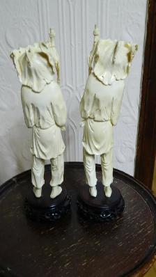 PAIRE DE FIGURINES EN IVOIRE Chinoise Pëcheur et Pëcheuse 9 pouc - Photo 3