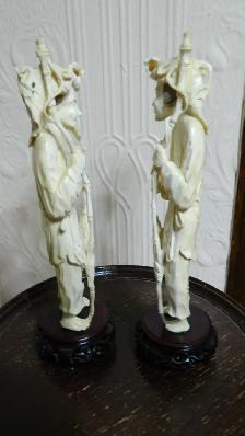 PAIRE DE FIGURINES EN IVOIRE Chinoise Pëcheur et Pëcheuse 9 pouc - Photo 4