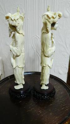 PAIRE DE FIGURINES EN IVOIRE Chinoise Pëcheur et Pëcheuse 9 pouc - Photo 5