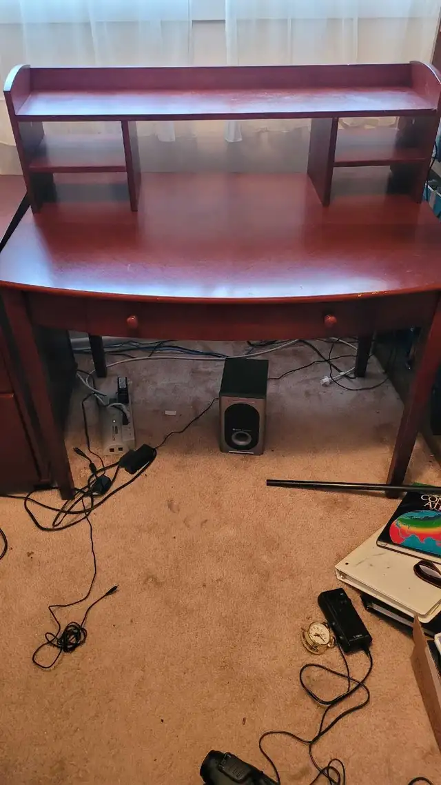 Cherry wood office desk with matching file cabinet