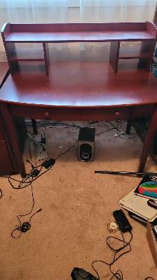 Cherry wood office desk with matching file cabinet