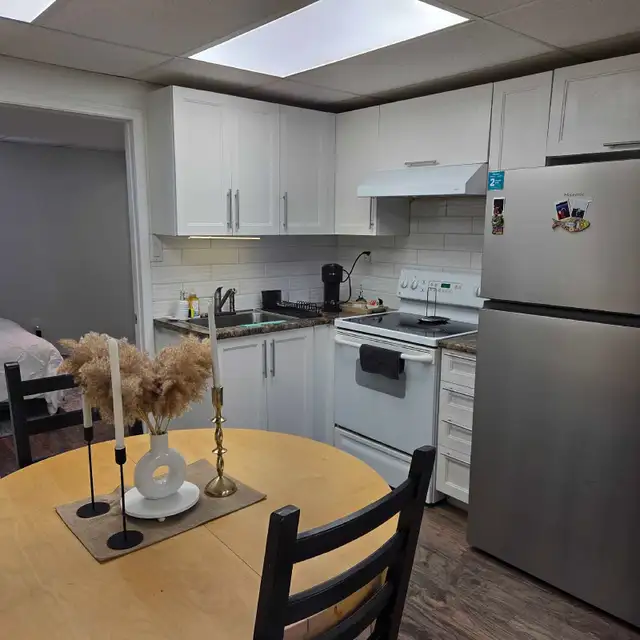 one bedroom apt semi basement for rent