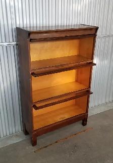 Antique mahogany Mission barrister bookcase 5 part 3 tiers 1920s - Photo 5