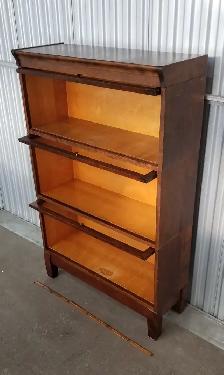 Antique mahogany Mission barrister bookcase 5 part 3 tiers 1920s - Photo 6