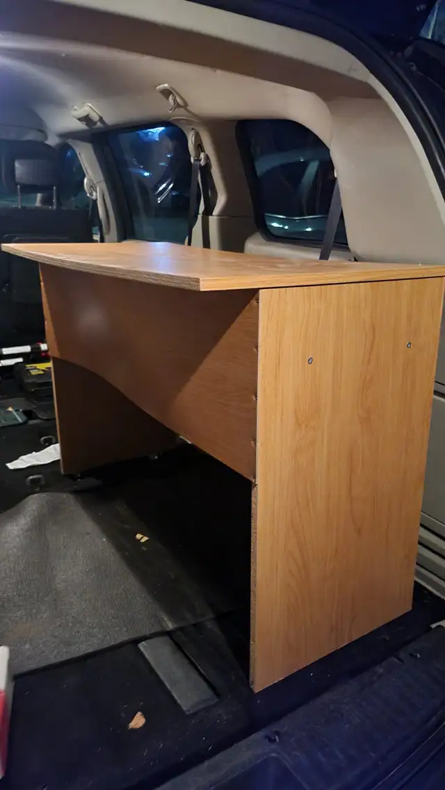 Small Wooden Office Desk, Light Oak Finish - Markham 004