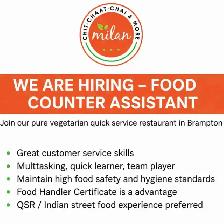 Hiring Food counter Attendant : Immediate start