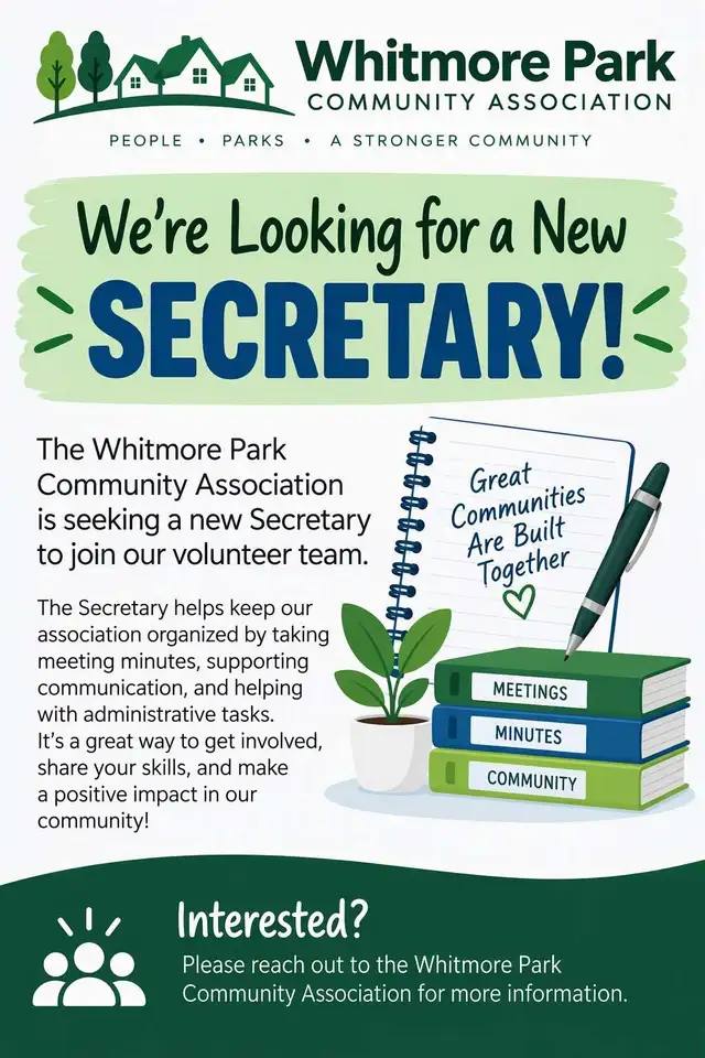 Whitmore Park Community Association Seeks Volunteer Secretary