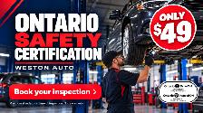 $49 Ontario Safety Standards Certificate