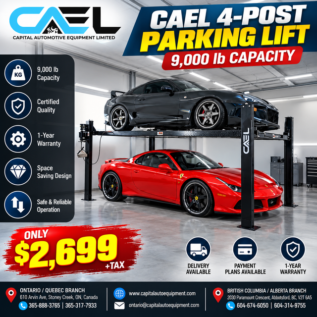 New CAEL 4-Post Parking Car Lifts - 9,000 / lb Capacity