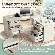 MMW 60-Inch Farmhouse L-Shaped Executive Desk with Drawers $199 - Photo 5