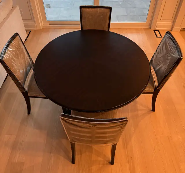 Dining Table Set with 4 Chairs & Premium Protective Topper