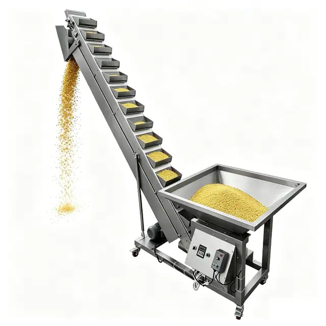 110V 6.8FT Bucket Stainless Steel Granule Conveyor Feeder057131