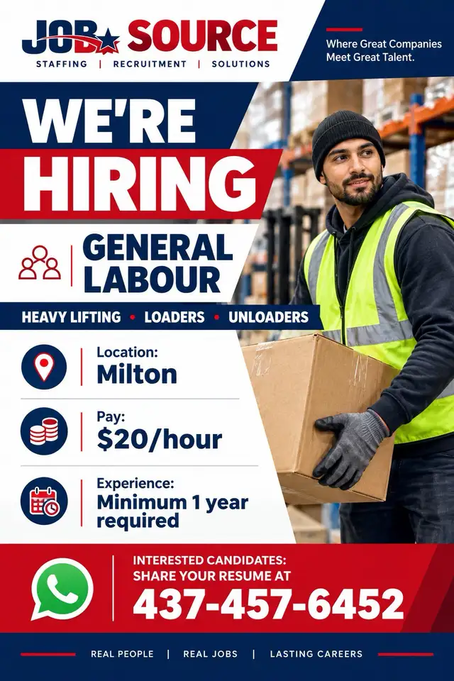Urgently Hiring Heavy Lifting General Labourers