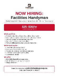 Facilities Handyman – $25–$30/hr (Spruce Grove, travel)