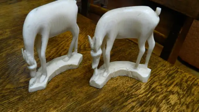 Ivoire Africain Antique 1940 Paire de Cerf (Impala)