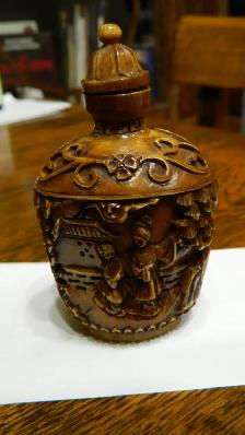 Rare Antique flacon à tabac chinois ancien, sculpté à la main