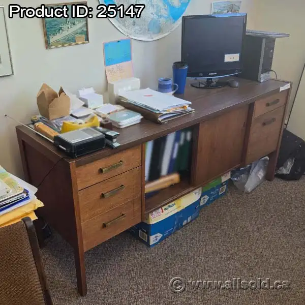 Straight Office Desk Credenza w/ Door, Drawer Storage