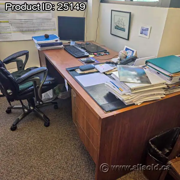Straight Office Computer Desk w/ Dual Drawer Storage