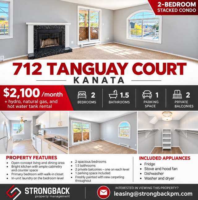712 Tanguay Court, Kanata – 2 Bedroom, 1.5 Bathroom Condo