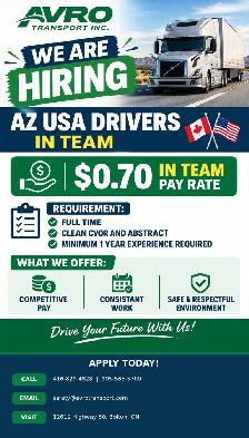 HIRING AZ USA DRIVERS IN TEAMS