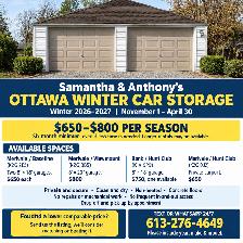 Winter Car storage Merivale/Baseline, Bank/Hunt Club See VIDEOS