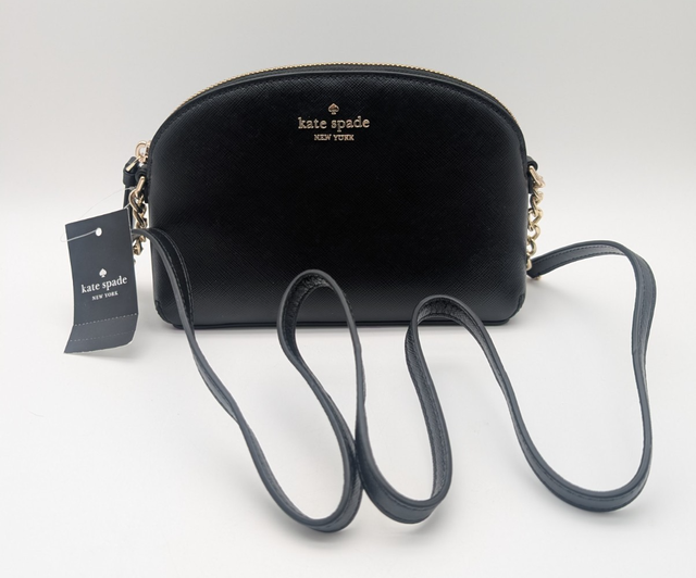 (B5089) Kate Spade Cameron Hilli Black Saffiano Leather Cross...