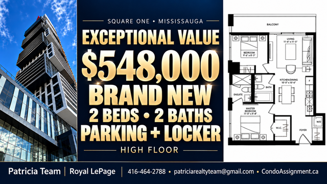 $548K Brand-New 2 Bed 2 Bath | Parking   Locker | Square One