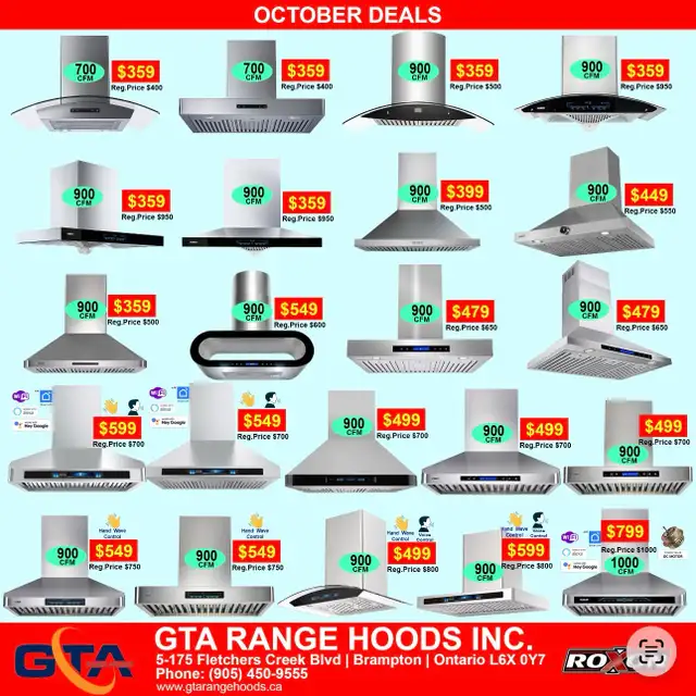 Kitchen Range Hood Exhust Fan Starting From $149