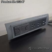 Grey & Black Desktop Mounted Clamp-On 3 Port Power Unit