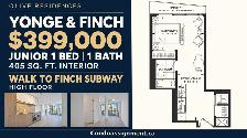 $399K 1 Bed 1 Bath | High Floor | Yonge