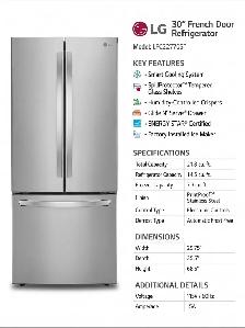 LG 30' French Door Refrigerator – 21.8 Cu Ft – Warranty