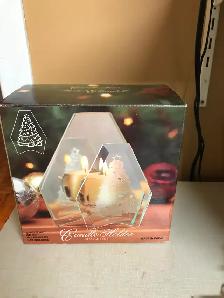 Noël: porte chandelle, verre givré gravé sapin/miroir6x5.5po 10$ - Photo 2