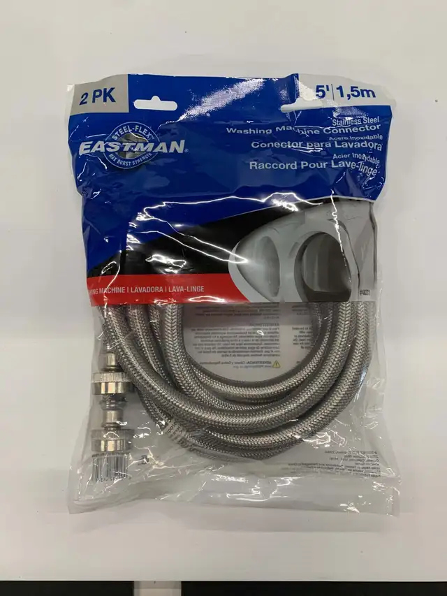 Eastman 3/4 Inch FHT x 3/4 Inch FHT Washing Machine Hose - Pair