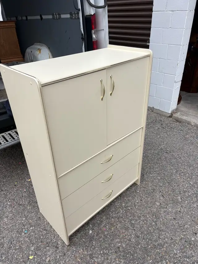 Free delivery used Cream Armoire with Three Drawers