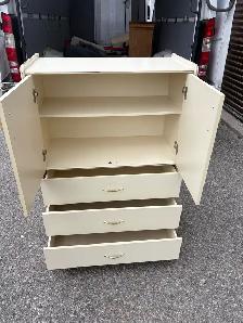 Free delivery used Cream Armoire with Three Drawers - Photo 2