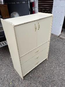 Free delivery used Cream Armoire with Three Drawers - Photo 4