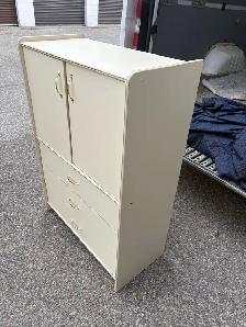 Free delivery used Cream Armoire with Three Drawers - Photo 6