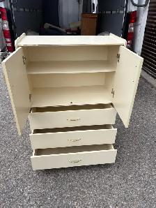 Free delivery used Cream Armoire with Three Drawers - Photo 7