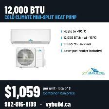 12000 BTU Mini Split Heat Pump -30C | Certified/Warranty/Finance