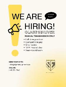 CLASS 1 Driver. (Manual transmission)