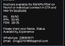 hiring RN/RPN/PSW